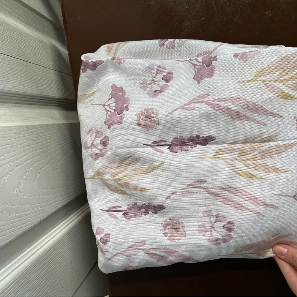 Floral Print shower curtain with Pink and Yellow Accents